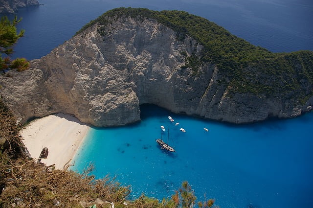 Zante scenic views in Greece from high vantage point