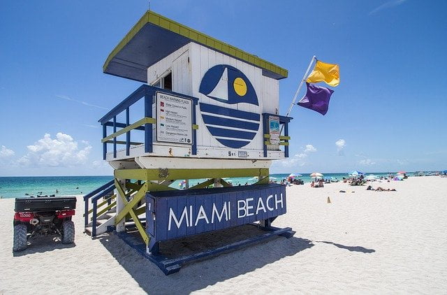 Miami beach in Florida, USA