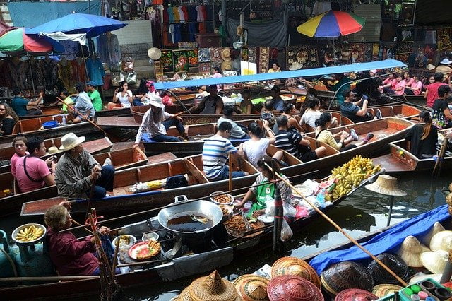 Thai floating market in Bangkok, Thailand 