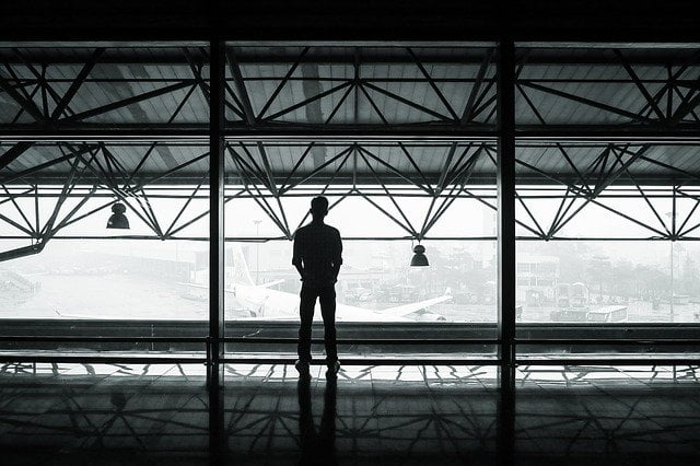 Passenger waiting for a flight at the airport