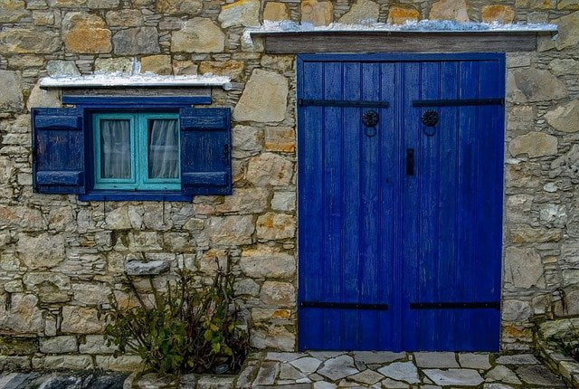Old house blue door in Cyprus 