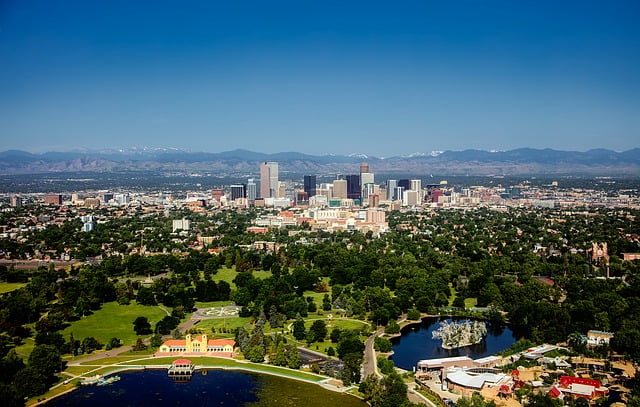 Denver city views from high vantage point