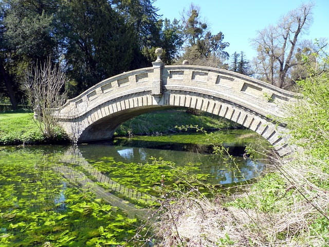 Bedforshire bridge over pond water