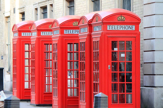 London telephone booths in England