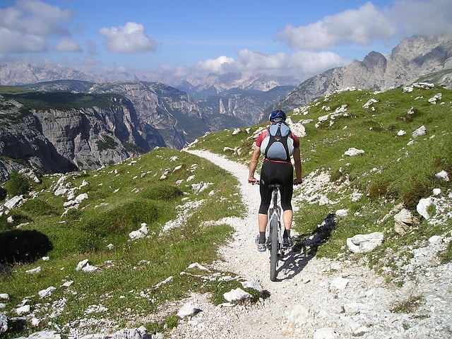 Mountain bike ride in Italy with scenic mountain views