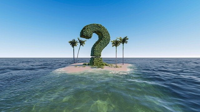 Question mark on island
