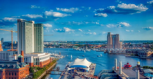 Baltimore downtown Bay views in Maryland, USA