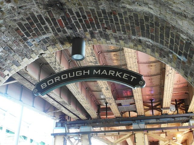 Borough market sign in London, England