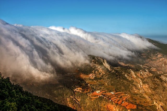 Tenerife landscape scenic views with clouds and mountains