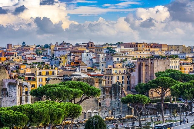 Colorful buildings in Rome, Italy