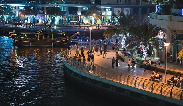 Dubai pedestrians at night
