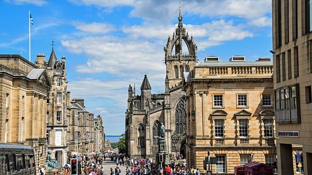 Edinburgh historic city centre views in Scotland