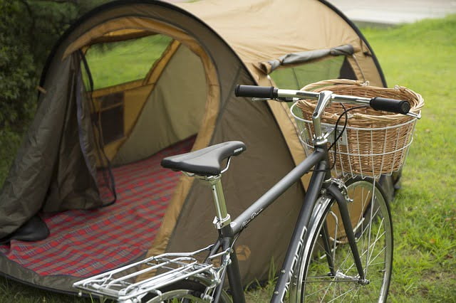 Bike beside tent