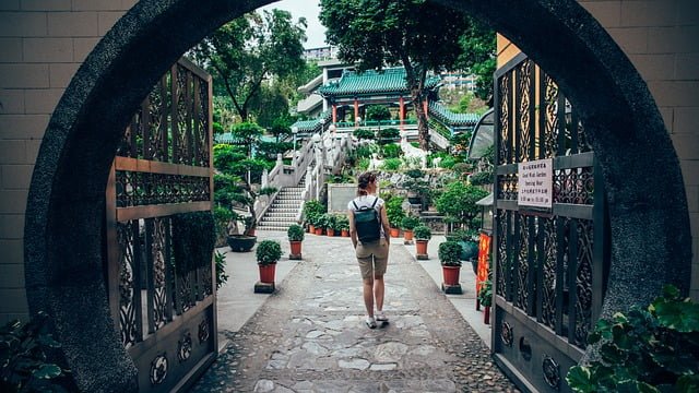 Hong Kong temple garden views