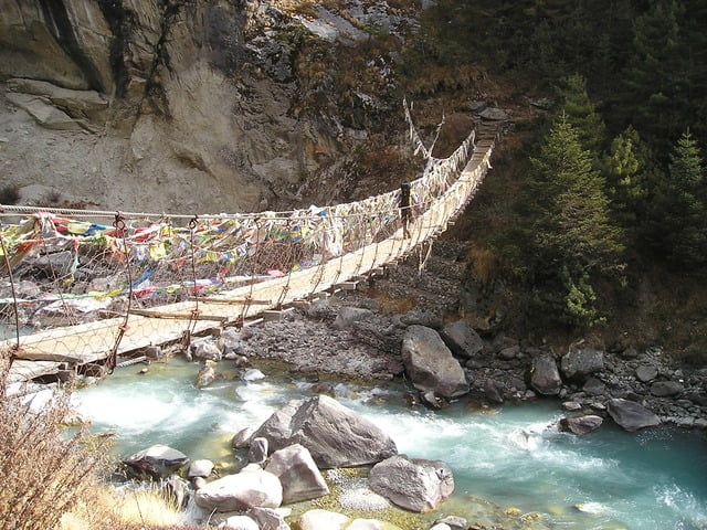 Trekking in Nepal bridge