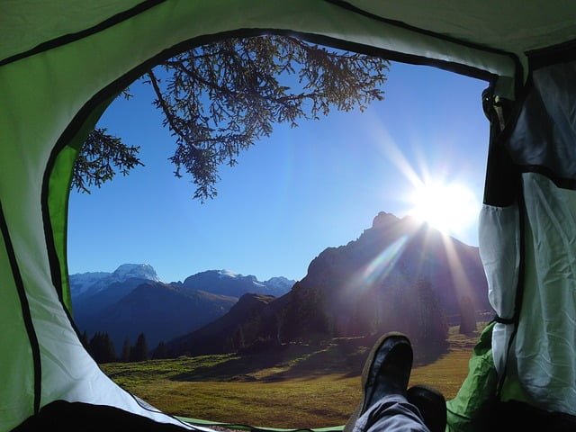 Scenic mountain views from the tent