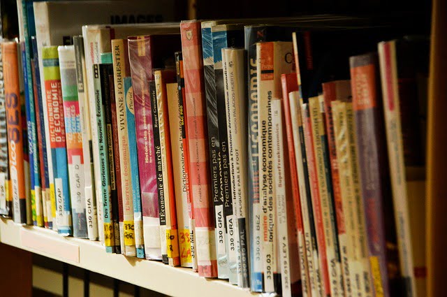 Library books on the shelf
