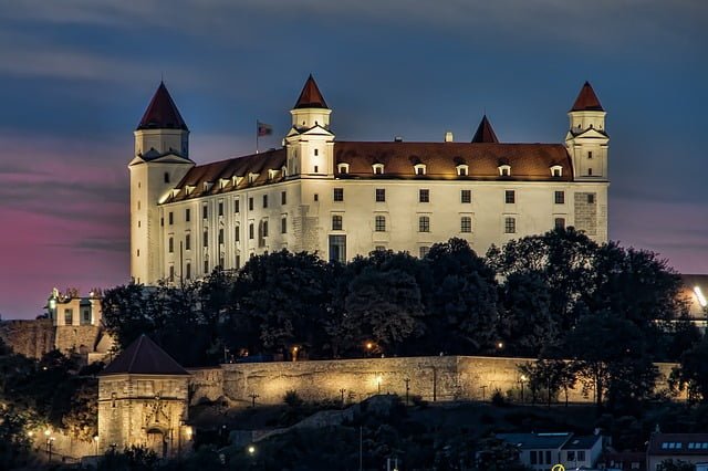 Bratislava castle views at night