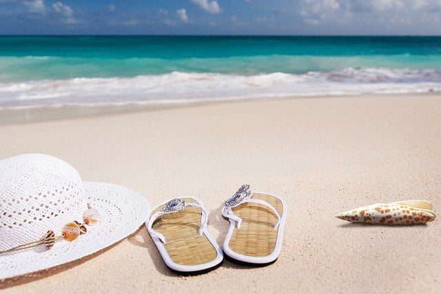 Caribbean beach hat and sandals