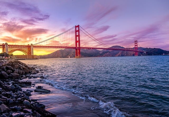 Incredible views of Golden Gate bridge in San Francisco, USA