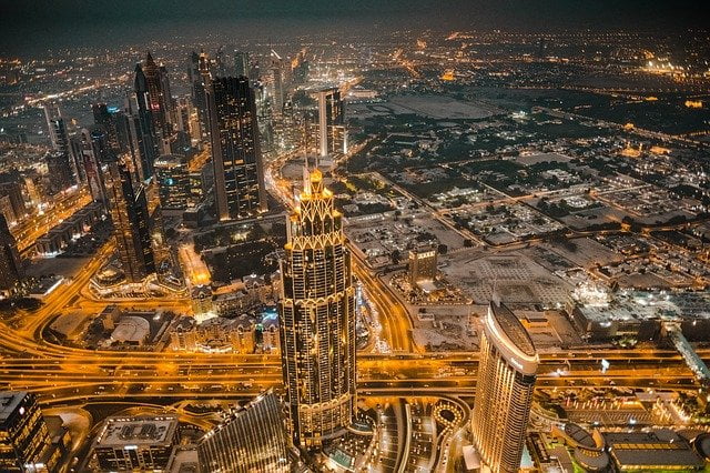 Dubai architecture at night