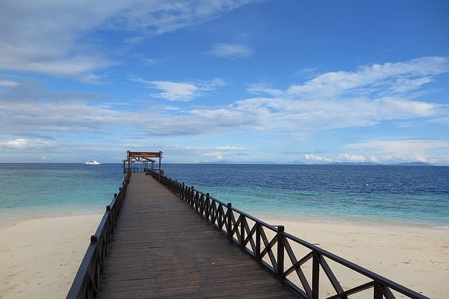 Boardwalk and beach in Sipadan, Malaysia